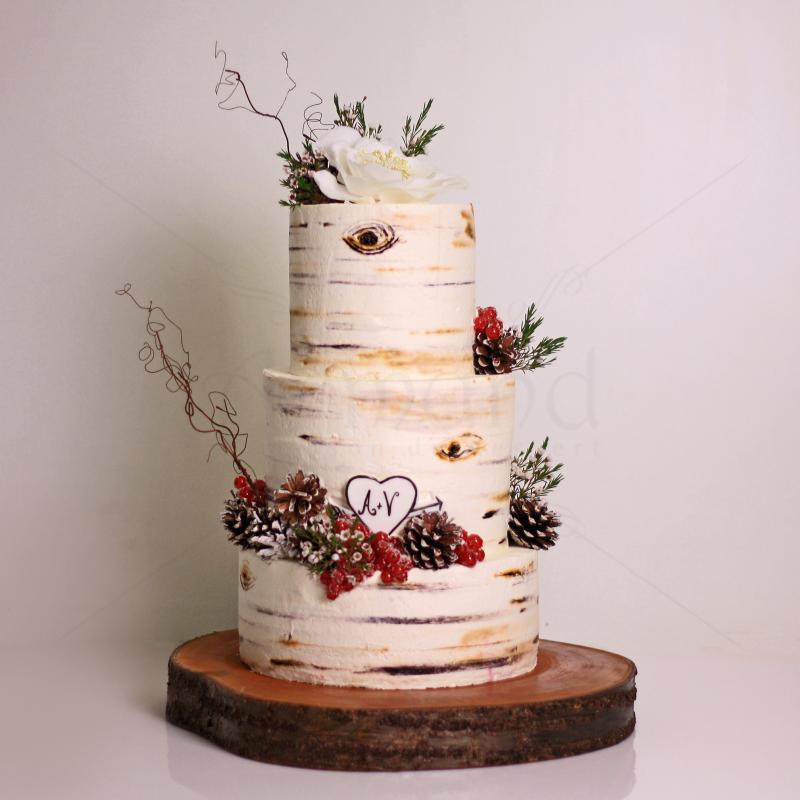 Tort personalizat elegant scoarta de copac