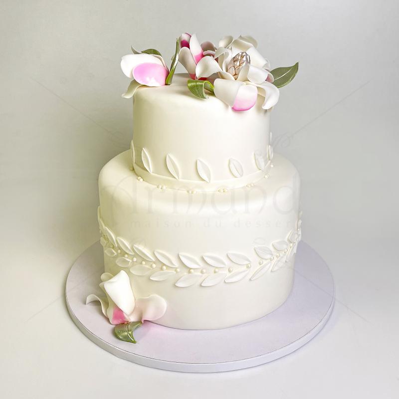 Tort personalizat Alb Magnolie