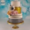 Tort Nunta Golden Stripes & Blossoms