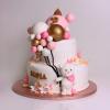 Tort botez ursulet si baloane colorate