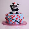 Tort personalizat Ursuletul Panda si flori de cires