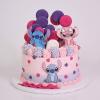 Tort Personalizat Stitch si Angel in Lumea Roz