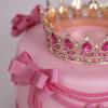 Tort Personalizat cu Coronita si Funde Royal Pink -3